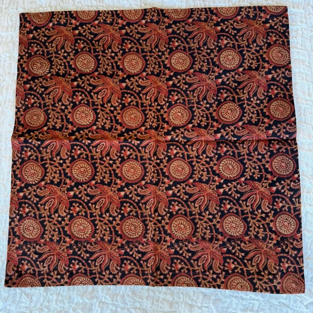Crate & Barrel Boho Cotton Dinner Napkins Set of 18 Rajasthani 21x21
